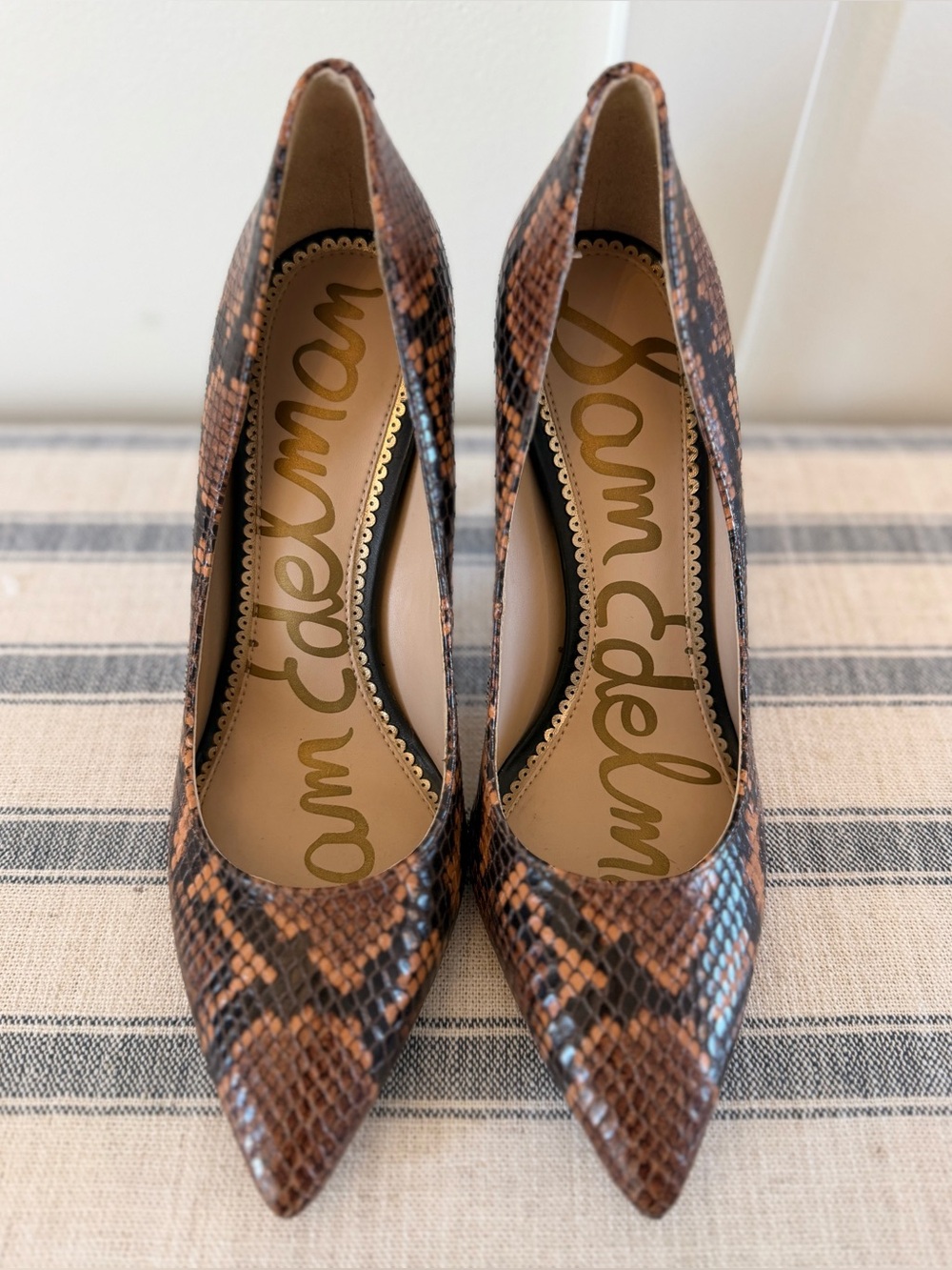 π€ Sam Edelman Hazel Snakeskin Pointy Toe Pump Heels Size 6